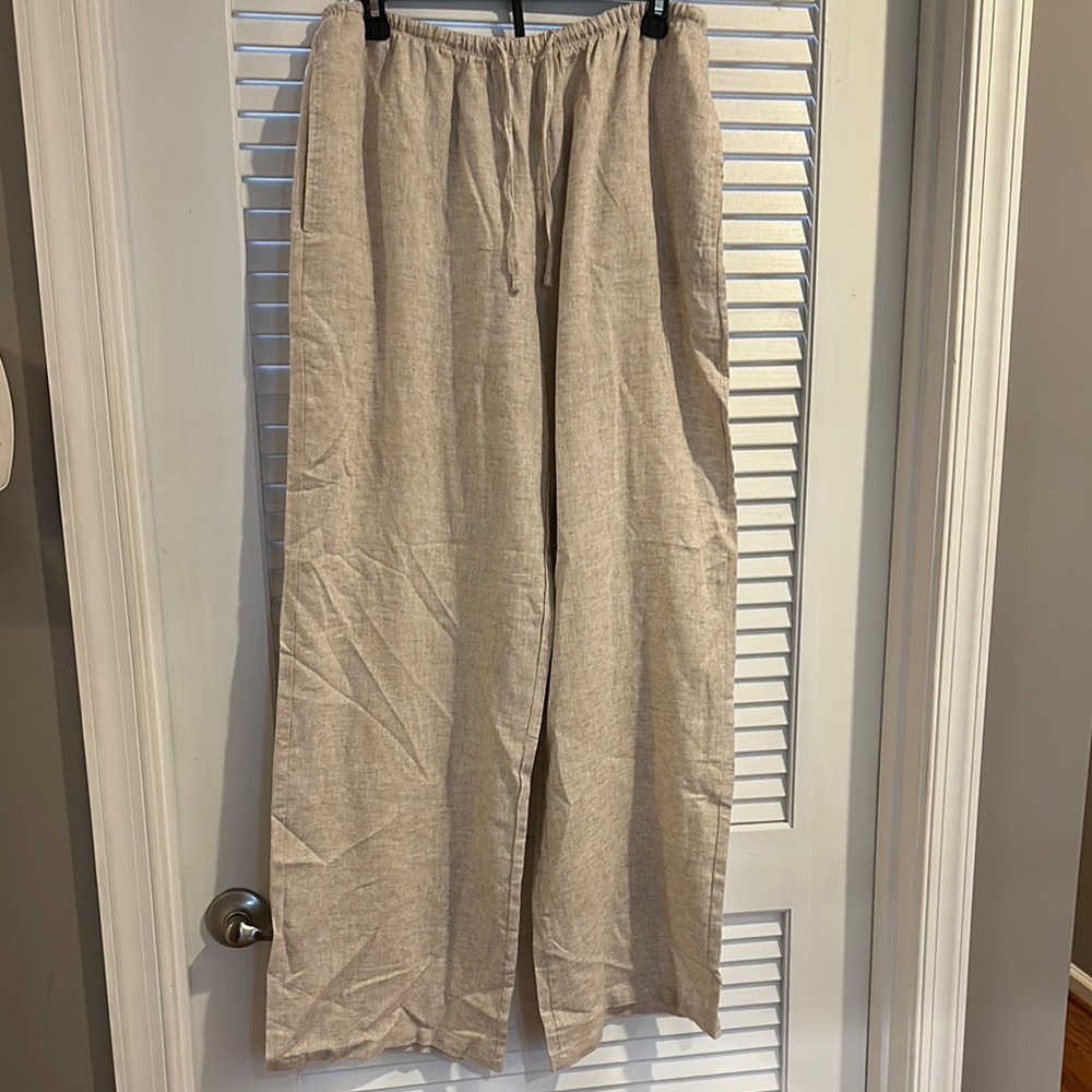 NWOT Beige Linen blend Wide-Leg Pants